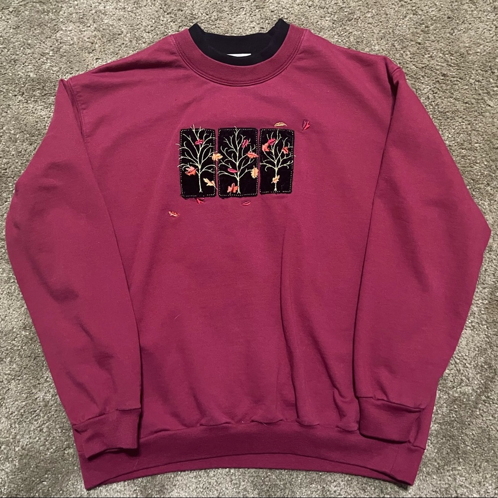 Red vintage fall double layer sweater